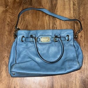 Michael Kors Hamilton leather Top Handle, Large Tote Bag. Gold chains and accent